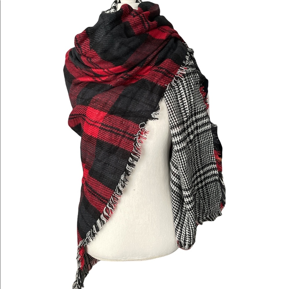 Buffalo plaid blanket scarf